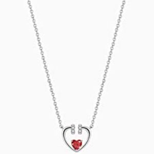 YALONG Necklace for Women Double Heart Pendant 5A Zirconia 14K White Gold Plated